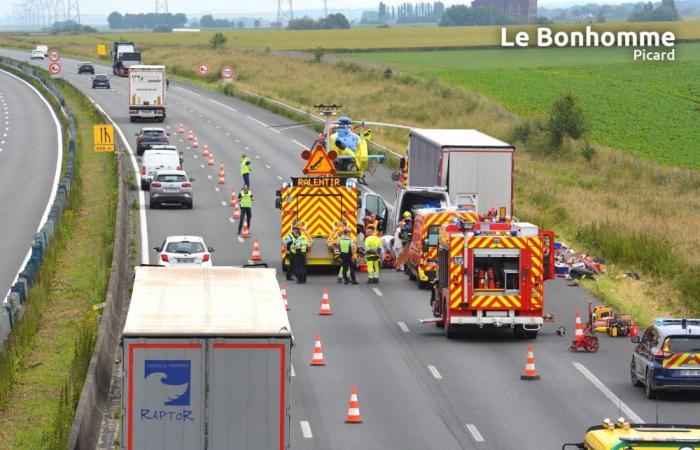 à Ablaincourt-Pressoir, 2 blessés dans un accident sur l’autoroute A1