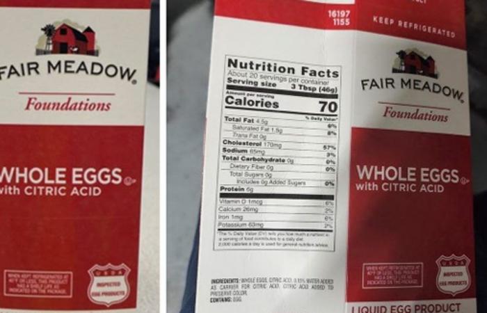 Rappel de produits à base d’œufs en raison d’un allergène non étiqueté et d’un problème de santé : USDA – .