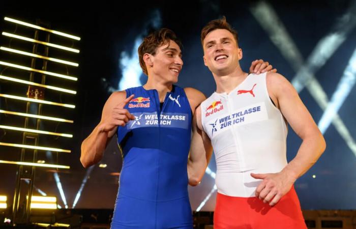 Duplantis
      remporte
      son
      pari
      en
      battant
      Warholm
      sur
      100
      m