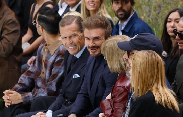 David Beckham accompagne Anna Wintour au défilé Boss