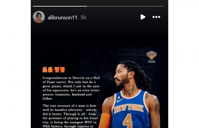 L’épouse de Jalen Brunson, Ali Brunson, montre son amour pour l’hommage à Derrick Rose des Knicks HC