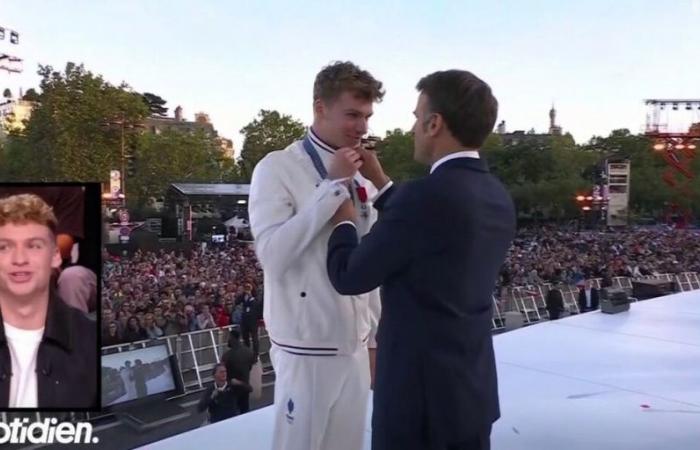 Léon Marchand se souvient de cet écart gênant qu’il a eu face à Emmanuel Macron lors de la Parade des Champions