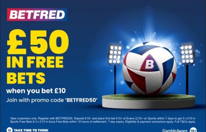 Soutenez notre 7/1 Bet Builder et réclamez 50 £ de paris gratuits avec Betfred