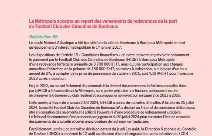 Communiqué de presse de Métropole. « En cas de non-respect de l’une de ces conditions, l’intégralité des sommes dues deviendra exigible sans délai »