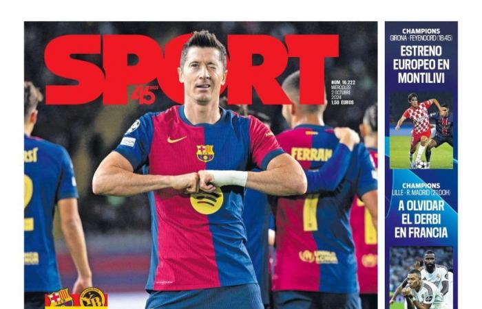 Couverture SPORT du jour mercredi 2 octobre 2024