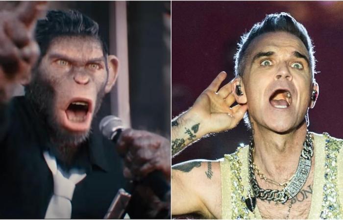 La star britannique Robbie Williams est un singe dans son biopic