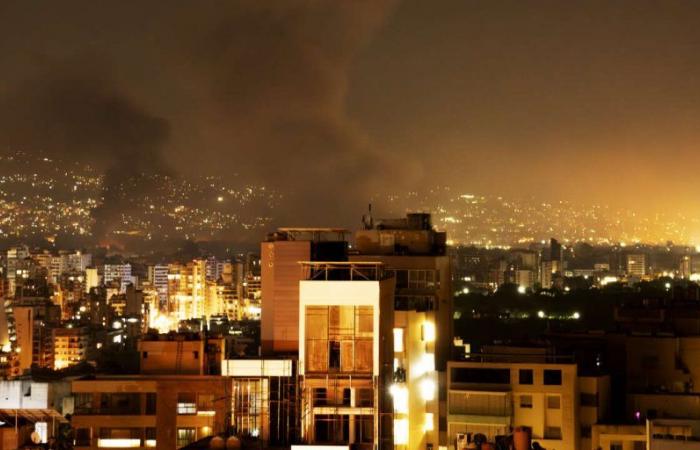 la banlieue sud de Beyrouth fortement bombardée dans la nuit