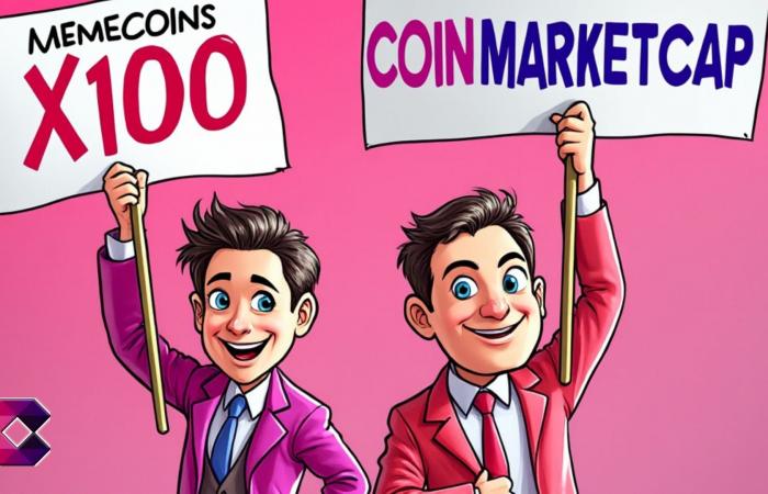 Top 10 des memecoins x100 selon CoinMarketCap