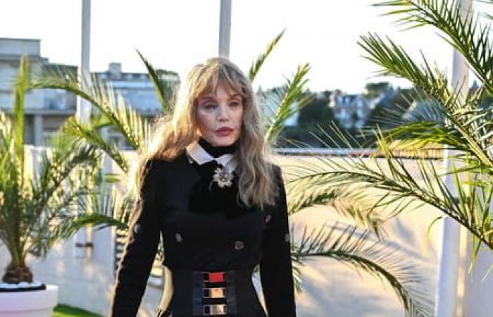 En mini robe et chaussures compensées, Arielle Dombasle adopte le look écolière à 71 ans