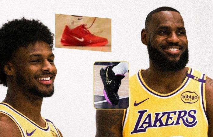 Le duo père-fils porte les chaussures Nike emblématiques de LeBron lors d’un match préparatoire historique