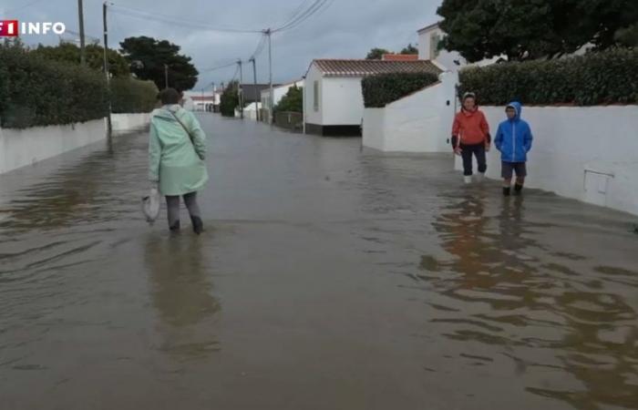 Noirmoutier sous les eaux après le passage de la tempête Kirk