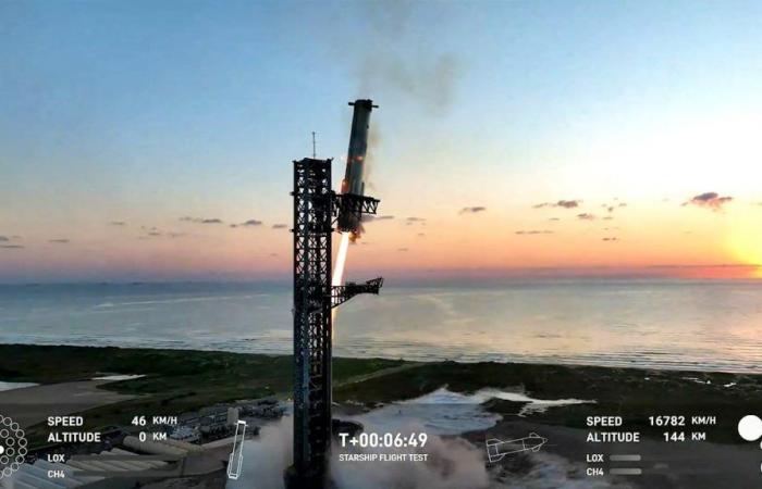 SpaceX parvient à attraper une partie de sa mégafusée en vol