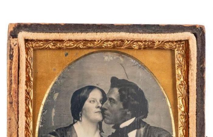 Daguerréotype d’un couple interracial vers 1850-1855