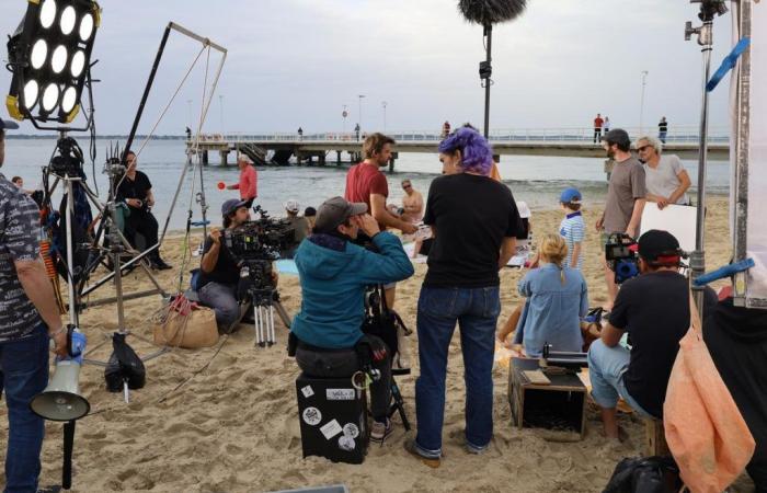 Michèle Bernier, Alex Vizorek et Michel Boujenah en tournage à Arcachon pour une adaptation d’un livre de Virginie Grimaldi