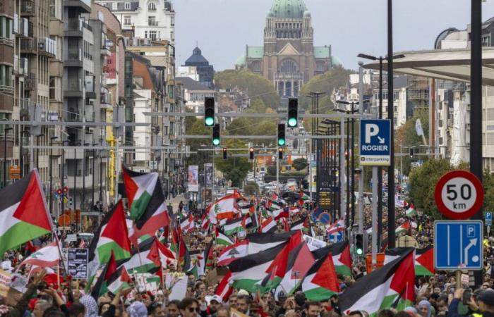 A Bruxelles, des dizaines de milliers de manifestants réclament un cessez-le-feu au Moyen-Orient, la route doit être détournée