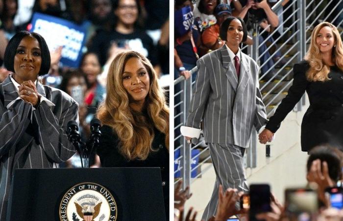 Kelly Rowland s’habille avec sa “soeur” Beyoncé au Kamala Harris Rally