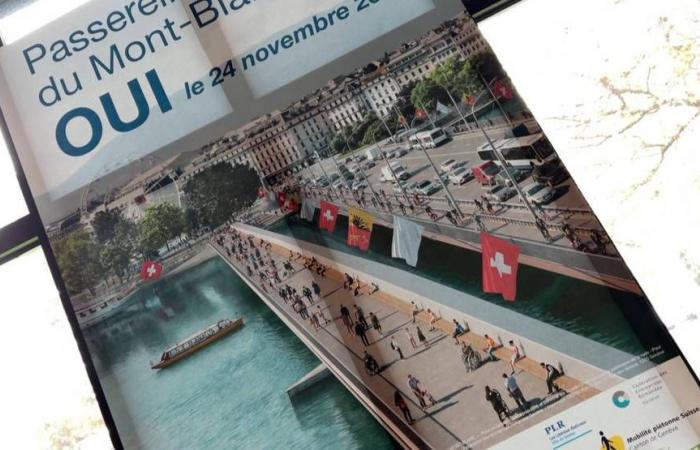 Presque tous unis pour un oui à la passerelle du Mont-Blanc