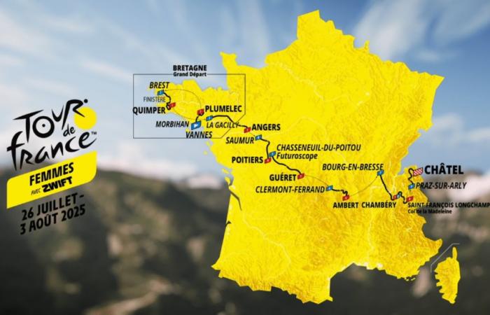 un Grand Départ de Bretagne, neuf étapes et une conclusion dans les Alpes… Découvrez le parcours de l’édition 2025