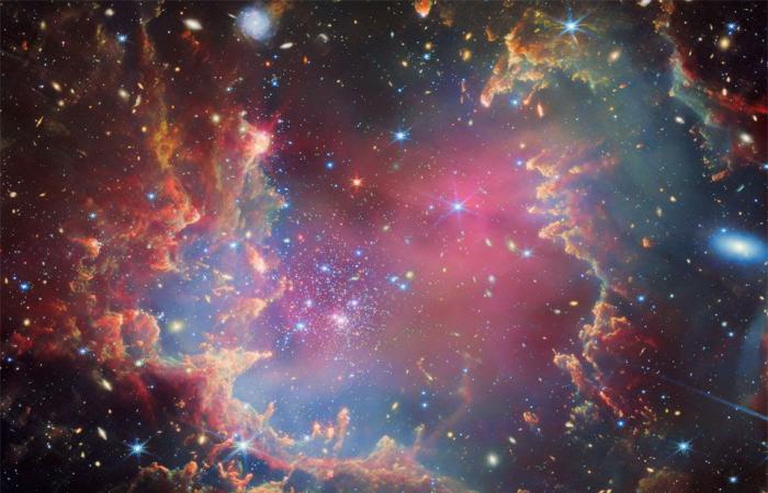 NGC 602, étoiles contre piliers de poussière et de gaz