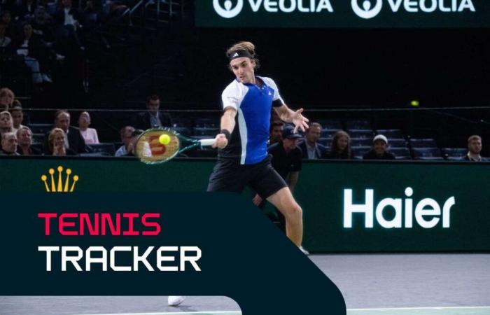 Tsitsipas en action à Paris le jour des affrontements des poids lourds