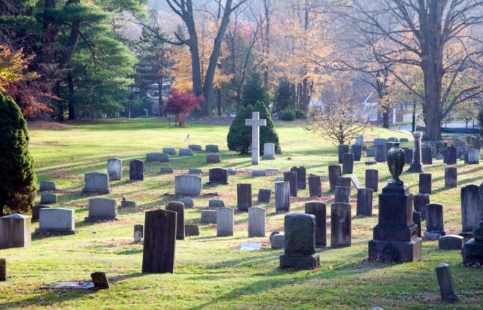 elle se rend au cimetière pour visiter la tombe de son père, ce qu’elle découvre la bouleverse