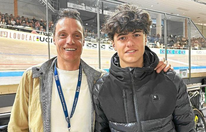 Ancien pilote pro, amateur, Sylvain Chavanel, supporter numéro 1 de son fils aux championnats de France piste à Loudéac