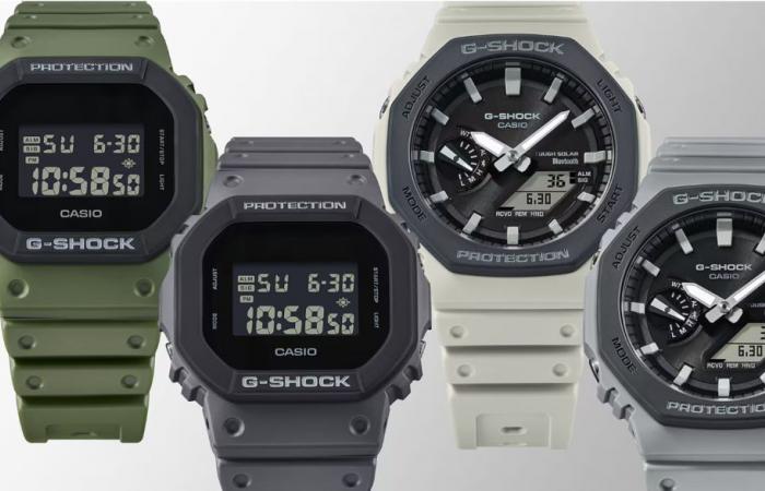 Les nouvelles montres de la série G-SHOCK Urban Utility de Casio sont dotées de lunettes en plastique biomasse et à double couche