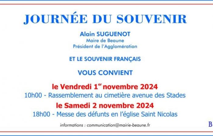 Fête du Souvenir – Vendredi 1er novembre au cimetière de Beaune