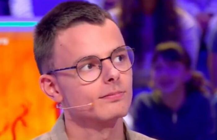 Emilien (Les 12 coups de midi) en difficulté face à une question, Jean-Luc Reichmann très surpris