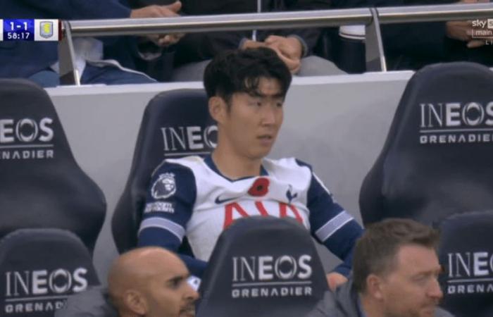 Son Heung-min dans un effondrement classé X sur le banc de Tottenham après avoir été visiblement choqué par Postecoglou le remplaçant