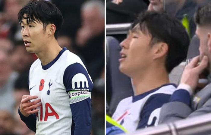 Son Heung-min dans un effondrement classé X sur le banc de Tottenham après avoir été visiblement choqué par Postecoglou le remplaçant