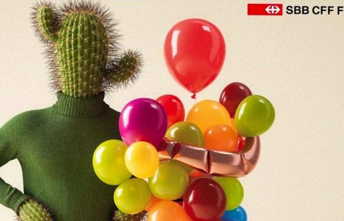 Cactus et ballons pour la campagne « respect » des CFF