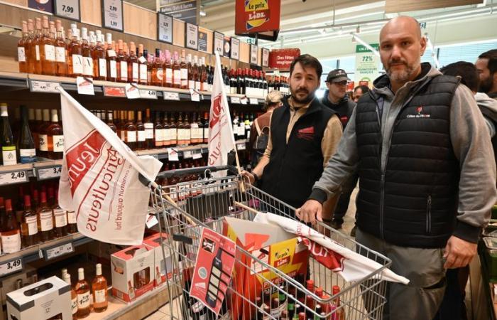 “Un appel de détresse car les prix de vente sont trop bas” pour les vignerons du Gard qui ont manifesté chez Lidl à Bagnols-sur-Cèze