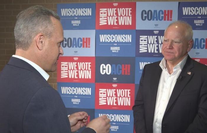 Le candidat à la vice-présidence Tim Walz s’entretient avec NewsChannel 7 à la veille des élections