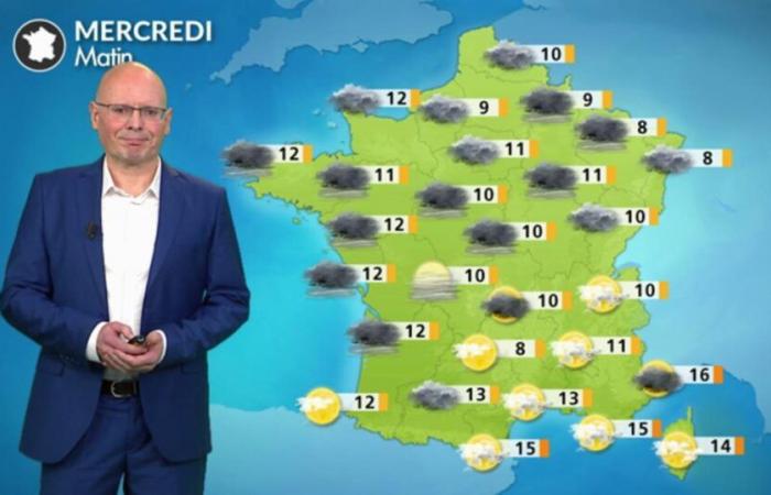 beaucoup de gris sur les deux tiers nord