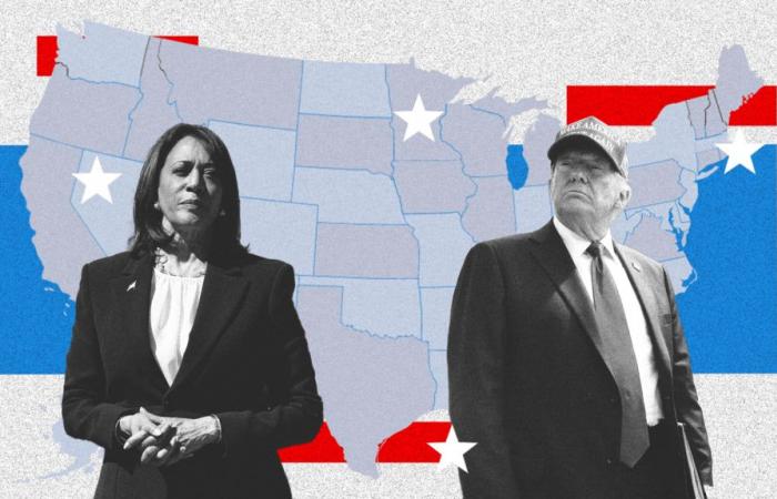 découvrez les scores de Kamala Harris et Donald Trump, état par état