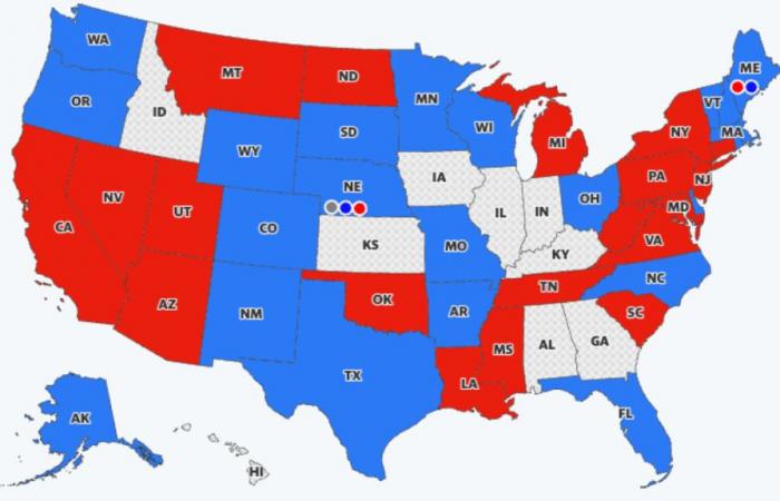 la carte des résultats du duel Trump-Harris mise à jour en direct