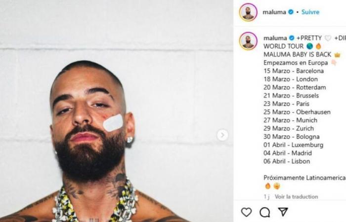 Maluma en concert à Paris le 23 mars 2025 à l’Accor Arena