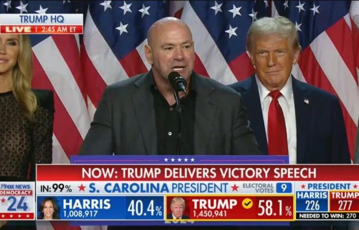 Dana White fait l’éloge de Joe Rogan lors du discours de victoire de Trump