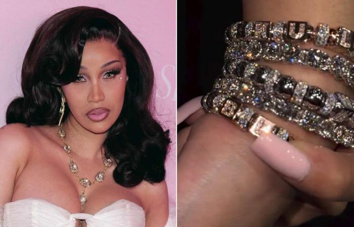 Cardi B révèle un aperçu du nom de son troisième bébé sur un bracelet en diamant