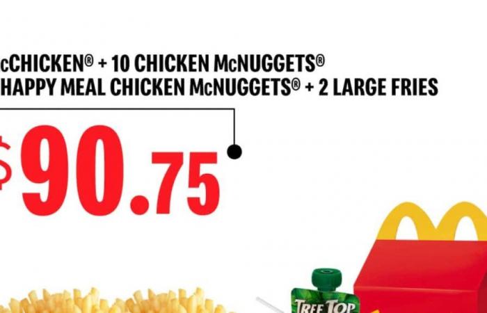 Une publicité pour un repas à 90 $ chez McDonald’s sème la confusion sur le Web