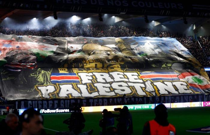 Le ministre de l’Intérieur condamne le tifo déployé par les supporters du PSG en soutien aux Palestiniens