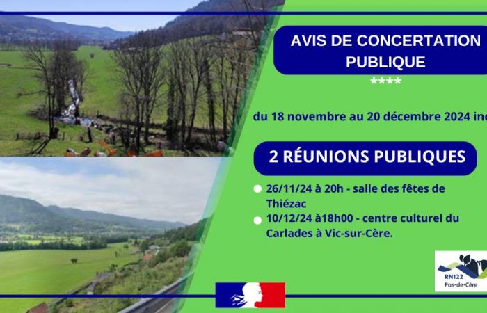 Aménagement entre Vic-sur-Cère et Thiézac – phase de concertation préalable – novembre – 2024 – Espace presse – Actualités