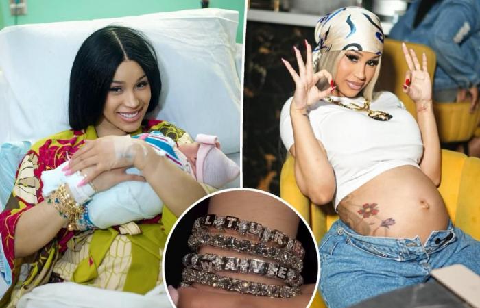 Cardi B révèle apparemment le nom de son troisième bébé avec un bracelet en diamant