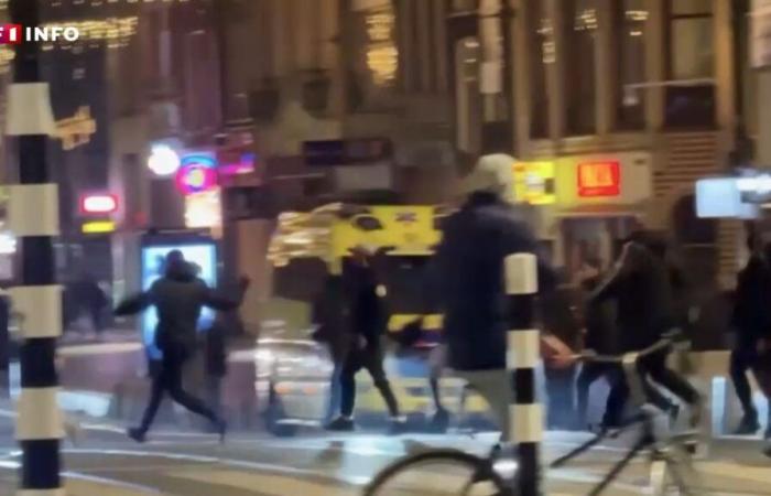 images de violents affrontements dans les rues d’Amsterdam