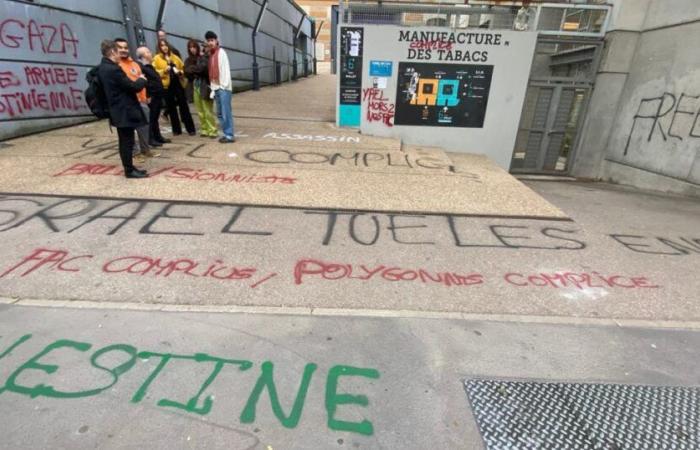 Tags à Lyon 3 contre l’arrivée du président de l’Assemblée nationale