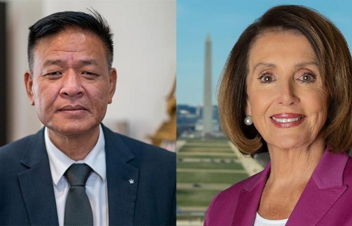 Le Sikyong Penpa Tsering félicite la Présidente émérite Nancy Pelosi pour sa réélection à la Chambre des représentants des États-Unis