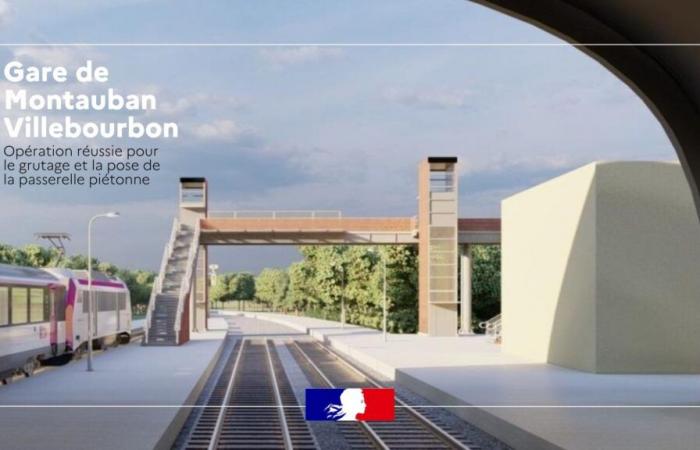 et-Garonne – Succès de l’opération de grutage et d’installation de la passerelle piétonne de la gare de Montauban