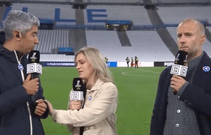 La journaliste de DAZN, Ambre Godillon, a reçu une balle dans le visage hier soir lors de la réunion. Regardez sa réaction