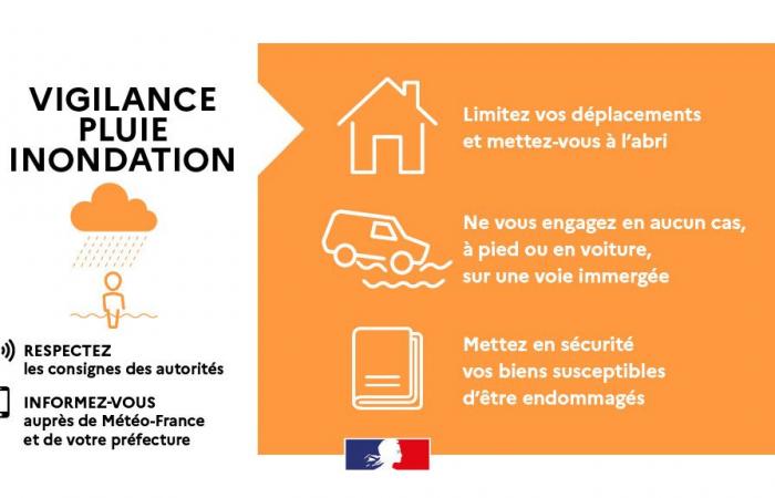 Vigilance orange « pluies inondations » et « orages » du 11/9 à 14h au 10/11 à 6h – Vigilance météo – Risques naturels – Prévention des risques – Transition écologique, environnement et prévention des risques – Actions de l’État